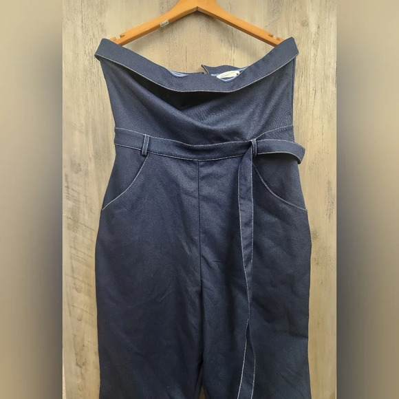 Lovers + Friends Coraline Navy Belted Sleeveless Jumpsuit Size LG Women's - Picture 5 of 7